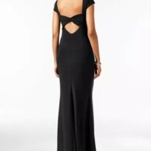 COPY - BETSY & ADAM Black Trumpet Open Back Formal Evening Gown 6